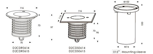 D2CDR0614 D2CDR0615 24V ou 110~240V alisam a lâmpada de superfície 1.2W 1.8W IP67 avaliado exterior do diodo emissor de luz Inground das saídas de luz SMD 2