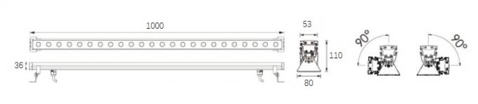 500mm 10 * barra de luz linear da arruela da parede 2W (ou 3W RGB) com avaliação IP65 exterior do suporte 0