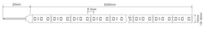 Luz de tira flexível 10mm do diodo emissor de luz do CRI 90 do valor R9 3528 altos FPC 120LEDs/m SDCM < 3 0