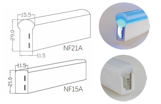 Luzes de tira 7.2W ou 12W do diodo emissor de luz do CRI 80 Mini Dome Shape Moulded Neon/medidor 2