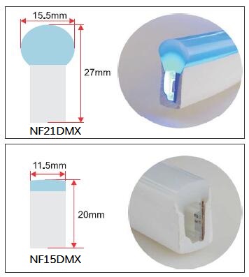 luzes de tira de néon endereçáveis do diodo emissor de luz de 24V 5050 RGB DMX 8 pixéis/medidor de IP68 impermeável 2