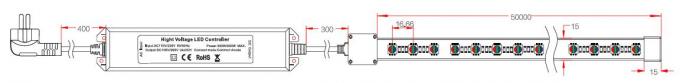 6W / Luz de tira IP67 do diodo emissor de luz de Chip High Voltage da viagem de M 5050 RGB com o controlador da C.A. RGB 2