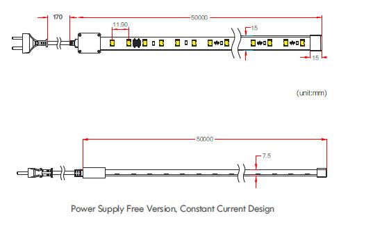 110 luzes de tira livres do diodo emissor de luz de Dimmable da fonte de alimentação de -120VAC com CE/RoHs/UL alistaram 1