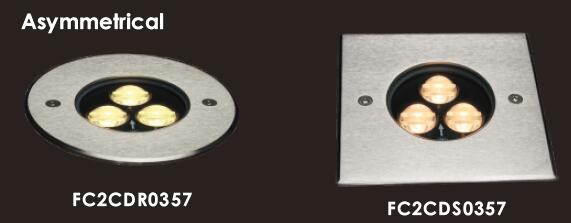 3 * luz do diodo emissor de luz Inground de Front Cover Asymmetrical do quadrado de 2W 6W 7W 2