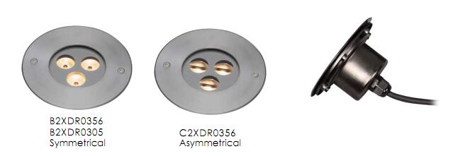 C2XDR0356, C2XDR0305 3 * 1W ou 2W o diodo emissor de luz assimétrico Inground Uplight fez do SUS 316 de aço inoxidável 1