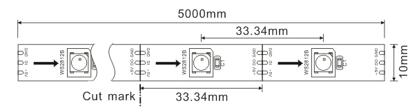 Pixéis endereçáveis das luzes de tira do diodo emissor de luz de 5VDC WS2812B Digitas 30/M e 30 diodos emissores de luz/M 0