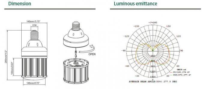 a luz que do milho do diodo emissor de luz de 100W E39 Brightness12660LM alto substituiu UL ESCONDIDO 350W DLC da lâmpada alistou 2