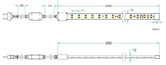 180 - 2835 luzes de tira brilhantes super 5W/M do diodo emissor de luz 264V Outdoor IP67 impermeável para o hotel 1