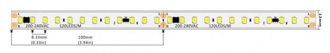 Tira de alta tensão 1600LM 16.5W 120LEDs do diodo emissor de luz 220-240VAC pela compatibilidade eletrónica do medidor IP67 0